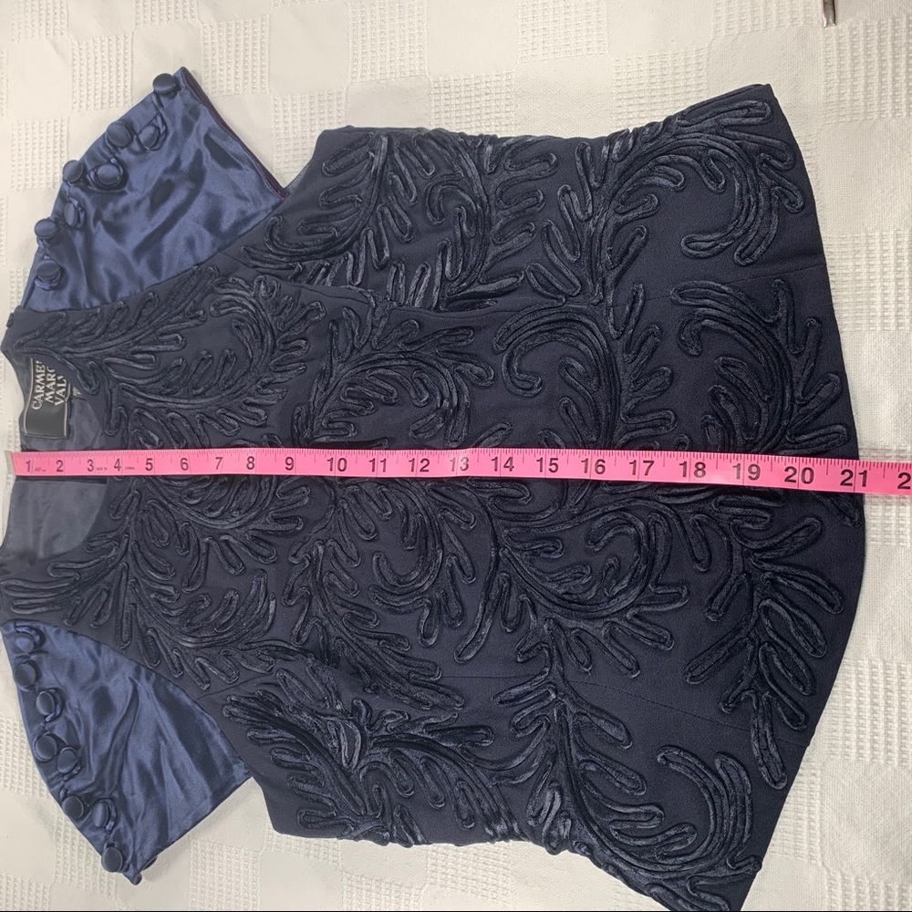 Carmen Marc Valvo navy blue top W 8 - Picture 13 of 13